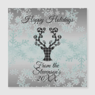 Plaid Reindeer Snowflakes kerst Magnetic Card