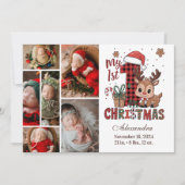 Plaid rendier 6 foto eerste kerst feestdagenkaart (Voorkant)