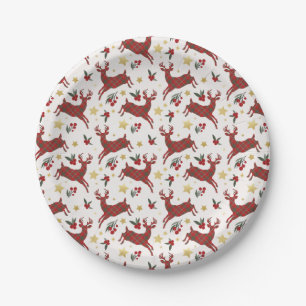 Plaid Rendier Christmas Party Papieren Borden Bordje