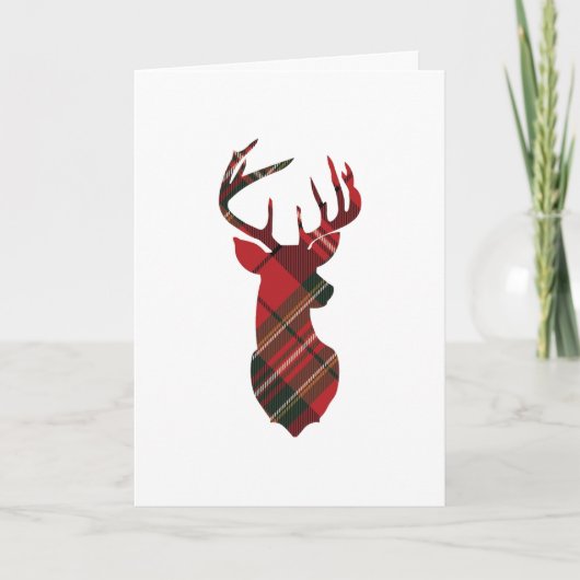 Plaid rendier Head Holiday Kaart (Voorkant)