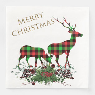 Plaid Rendieren Vrolijk kerstfeest & groen Servet