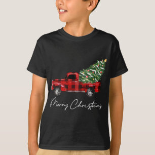 Plaid Rode Vrachtwagen Kerstmis Vrolijke Kerstmis T-shirt
