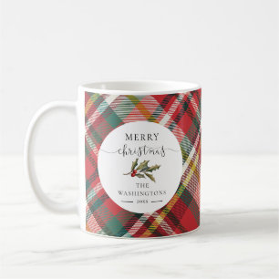 Plaid Rood Elegant Merry Christmas Feestdagen Koffiemok