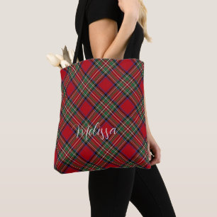 Plaid Rood en Groen Rustiek Gepersonaliseerd Tarta Draagtas