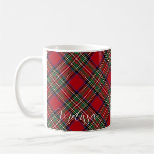 Plaid Rood en Groen Rustiek Monogram Tartan Koffiemok