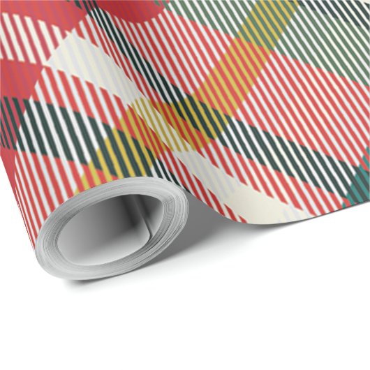 Plaid Rood Geruite Kerst Feestdagen Rustiek Cadeaupapier (Rol Hoek)