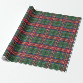 Plaid Rood Groen Elegant Rustiek Klassiek Tartan Cadeaupapier (Uitgerold)