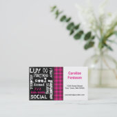 Plaid rose, carte de visite grunge de tableau (Debout devant)