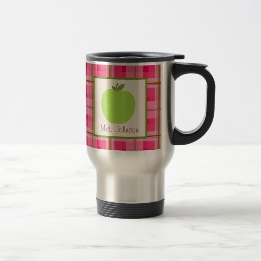 Plaid rose d'Apple de vert de tasse de professeur (Droit)