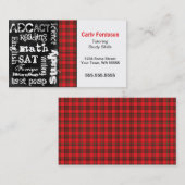 Plaid rouge, carte de visite grunge de tableau (Devant / Derrière)