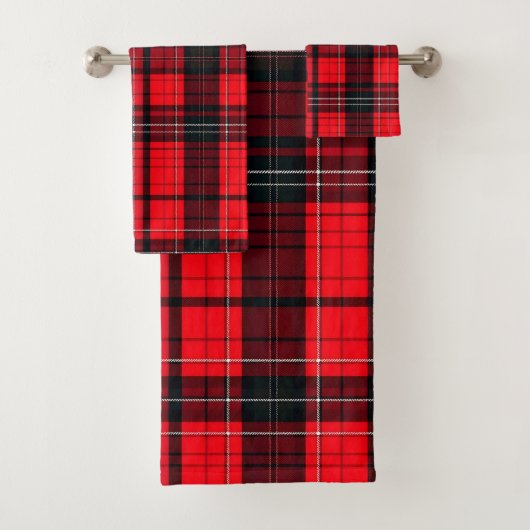 Plaid Rouge traditionnel Tartan Collection populai (En situation)