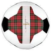 Plaid Rouge Vert Tartan Monogramme Script Nom (Tourné)