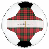 Plaid Rouge Vert Tartan Monogramme Script Nom (Devant)
