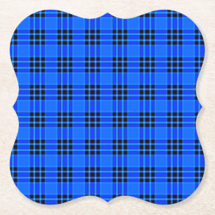 Plaid Royal Blauw Zwart Controles Patroon-57686 Kartonnen Onderzetters