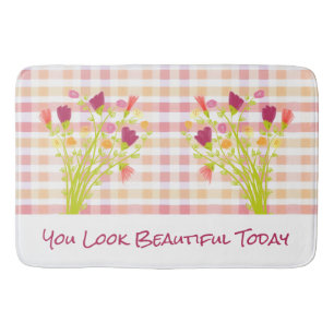 Plaid roze en koraal badmat
