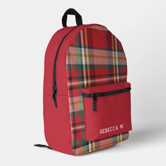 Plaid Rustic Preppy Red Gepersonaliseerd Bedrukte Rugzak (Achterkant Hoek Links)