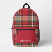Plaid Rustic Preppy Red Gepersonaliseerd Bedrukte Rugzak (Voorkant)