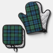 Plaid Rustiek Groen Blauw Elegant Campbell Tartan Ovenwant & Pannenlap Set (Voorkant / Achterkant)