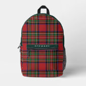Plaid Rustiek Rood en Groen Stewart Tartan Bedrukte Rugzak (Voorkant)