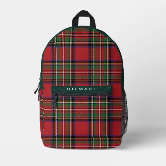 Plaid Rustiek Rood en Groen Stewart Tartan Bedrukte Rugzak (Voorkant)
