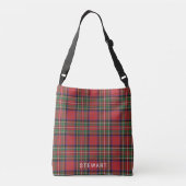 Plaid Rustiek Rood en Groen Stewart Tartan Crossbody Tas (Achterkant)