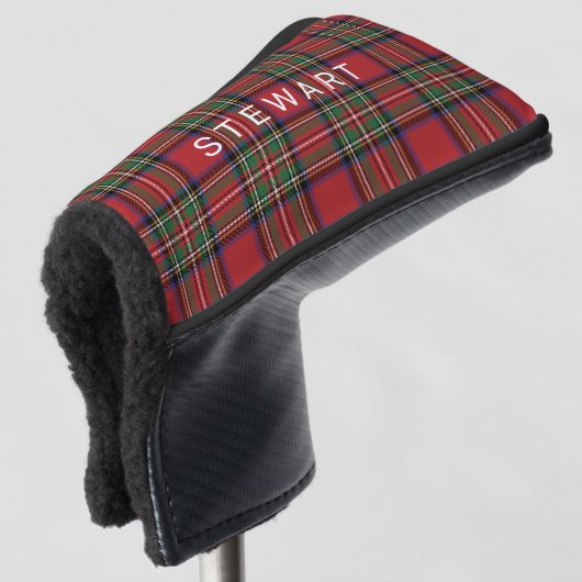 Plaid Rustiek Rood en Groen Stewart Tartan Custom Golfheadcover (3/4 voorkant)