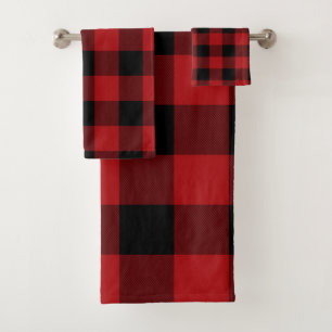 Plaid rustique noir rouge de Buffalo Checkered