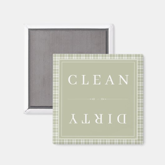Plaid Sage Groene Schone of Vuile Vaatwasser Magneet (Voorkant / Achterkant)