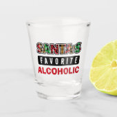 Plaid Santa's favoriete alcoholische grappige kers Shot Glas (Voorkant)