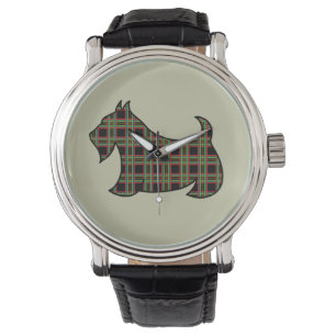 Plaid Schotse Terrier Horloge