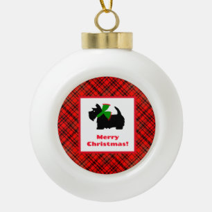 Plaid Scotty Dog gepersonaliseerd Keramische Bal Ornament