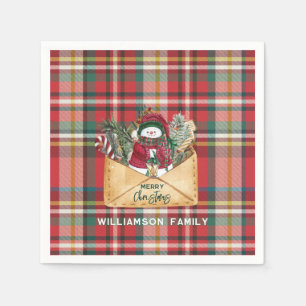 Plaid Script Kerst Custom Familie Rustiek Papier Servet