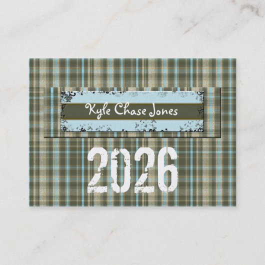 Plaid Senior Class of Change Huidig jaar Foto Contactkaartje (Achterkant)
