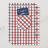 Plaid Shirt Invitation Kaart (Voorkant / Achterkant)