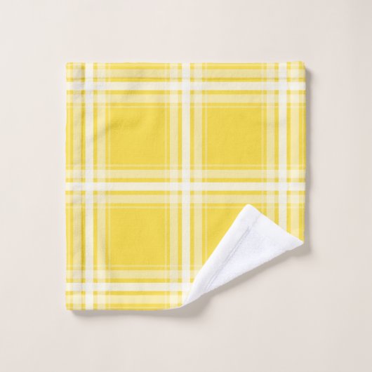 Plaid simple en citron jaune et blanc (Gant de toilette)