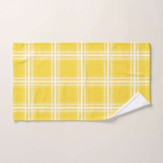Plaid simple en citron jaune et blanc (Serviette à main)
