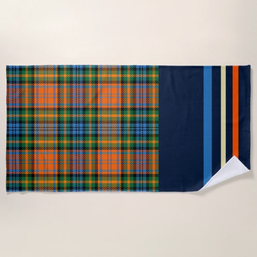 Plaid Sinaasappel Groen Check Rustieke Tartan Strandlaken (Voorkant)