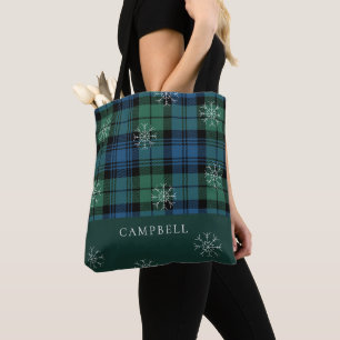 Plaid sneeuwvlok groen blauw patroon Campbell Tart Draagtas