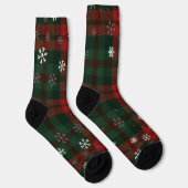 Plaid Snowflakes Rustic Winter Christmas Tartan Sokken (Rechts)