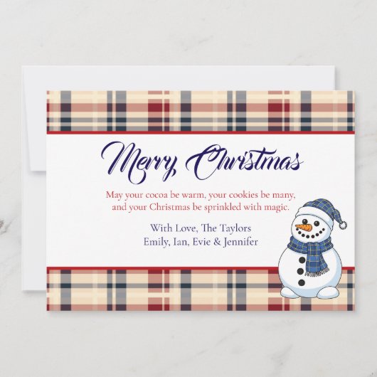 Plaid Snowman Photo Template Christmas Feestdagenkaart (Voorkant)