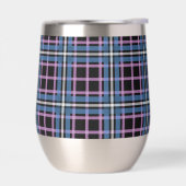 Plaid Stemless Wine Tumbler – Blauw & Lavendel (Links)