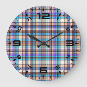 Plaid Stof Print Grijs Blauw Geruit Patroon Grote Klok