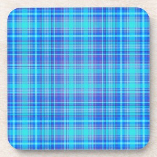 Plaid Stof Textuur Blauwe Strepen-44008 Bier Onderzetter