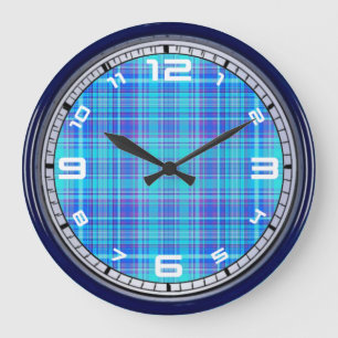 Plaid Stof Textuur Blauwe Strepen Patroon-43657 Grote Klok