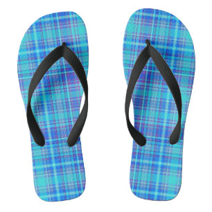 Plaid Stof Textuur Blauwe Strepen Patroon-43657 Teenslippers