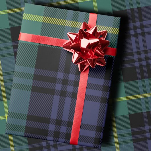plaid Stylish Navy Christmas Cadeaupapier