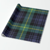 plaid Stylish Navy Christmas Cadeaupapier (Uitgerold)