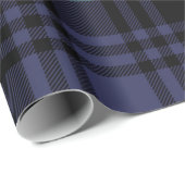 plaid Stylish Navy Christmas Cadeaupapier (Rol Hoek)