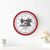 Plaid Tapestry Sewing Machine Large Clock Grote Klok (Huis)