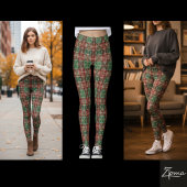 Plaid Tartan Christmas Red Green Fine Leggings